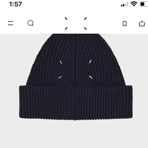 Maison Margiela Four-stitches Black Ribbed Knit Beanie